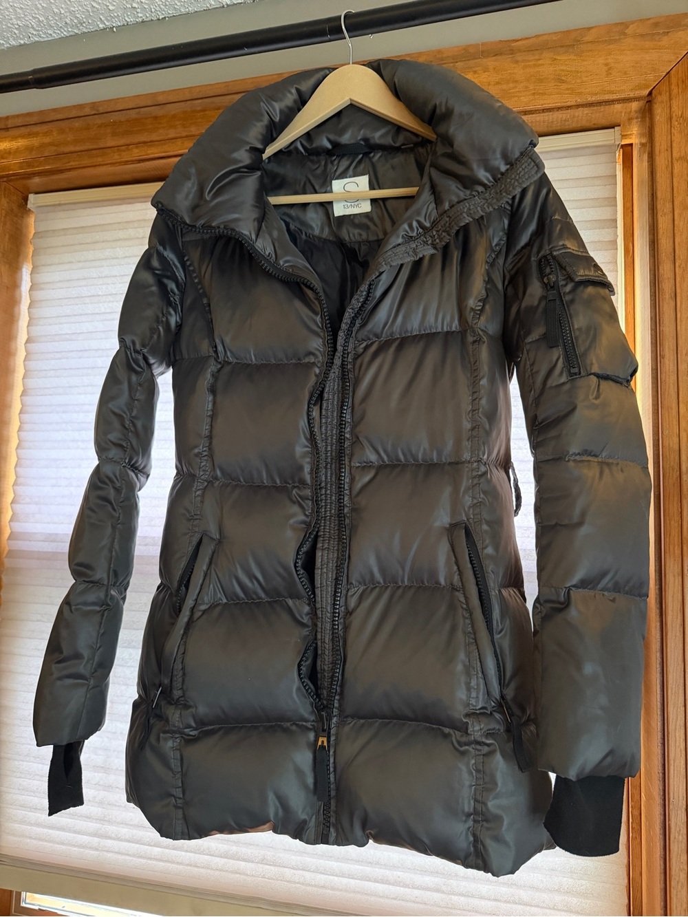 Gray Women's Puffer Coat - Quilted Long Down Jacket small 0121